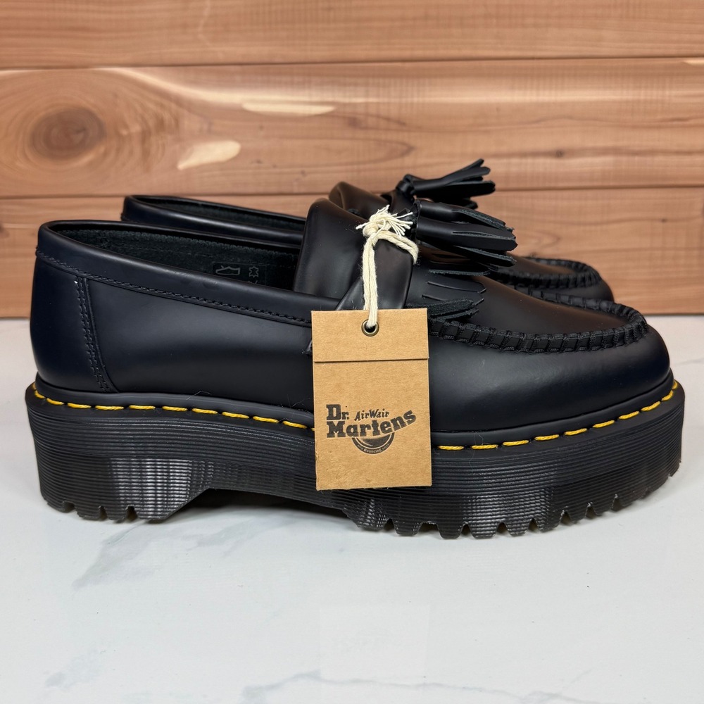 Dr Martens Women's Adrian Quad Black Leather Platform‎ Loafer Shoes size 9 - Picture 5 of 16